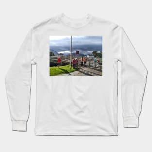 Waiting for the swing bridge to close - Banavie, Scotland Long Sleeve T-Shirt